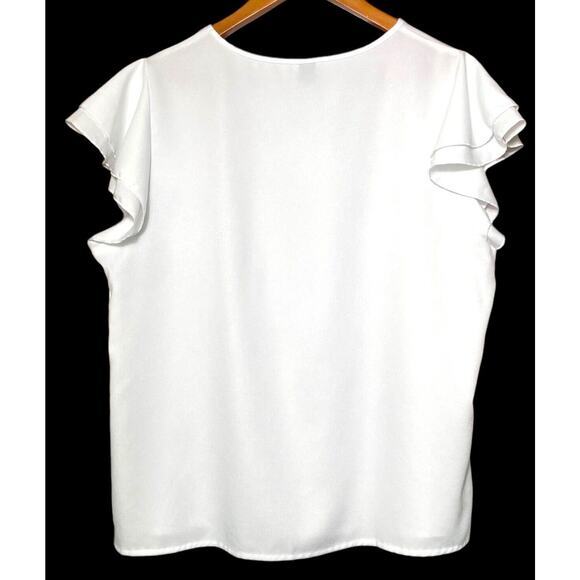Shein Curve Womens White Top Pullover Short Ruffle Sleeve Blouse Plus Size 2XL - Picture 4 of 10